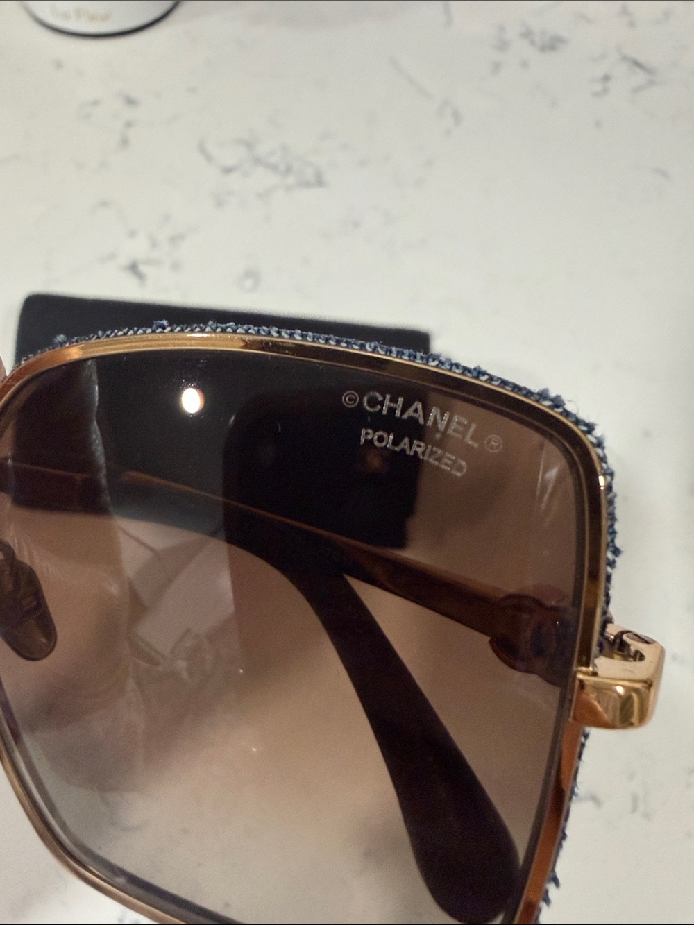 CHANEL Gold Frame Brown Gradient Square Sunglasses - Picture 3 of 4